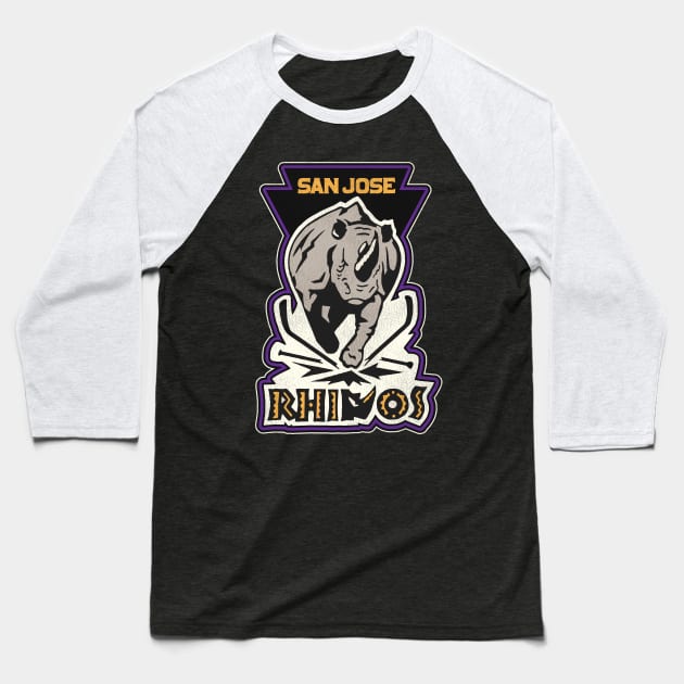 Defunct San Jose Rhinos Roller Hockey Baseball T-Shirt by Defunctland